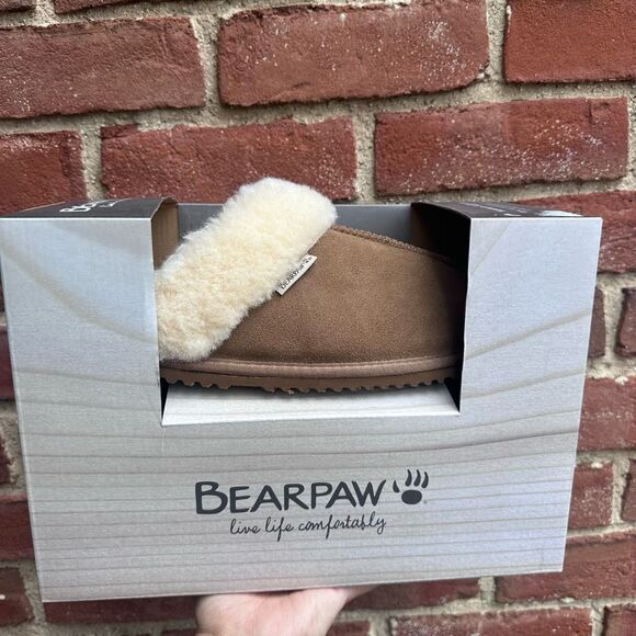 NWT Bearpaw Women's Fiona II Shearling Suede Slippers Hickory II Size 11 - Picture 4 of 6
